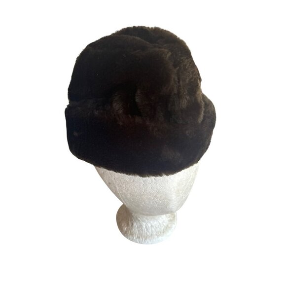 Vintage Faux Fur Black Hat With Quilted Satin Lining For Women Winter Small - Picture 2 of 5